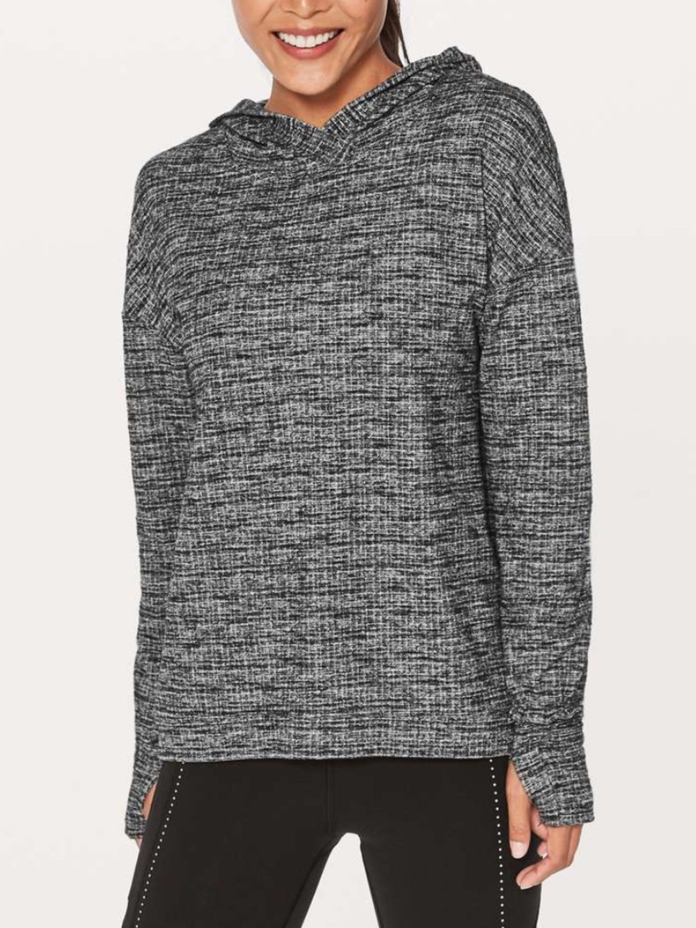 Lululemon Ringspun Denim Black White Extra Mile Pullover Hoodie
